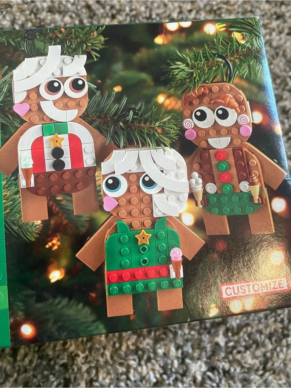 LEGO Gingerbread Ornaments Set - Brown, Green, White, Red, Pink